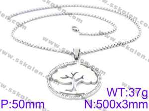 Stainless Steel Stone & Crystal Necklace - KN34720-K
