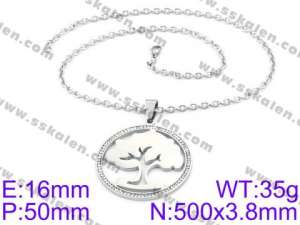 Stainless Steel Stone & Crystal Necklace - KN34722-K