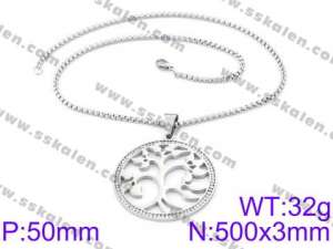 Stainless Steel Stone & Crystal Necklace - KN34728-K