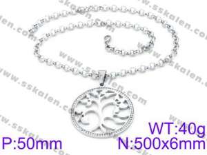 Stainless Steel Stone & Crystal Necklace - KN34729-K