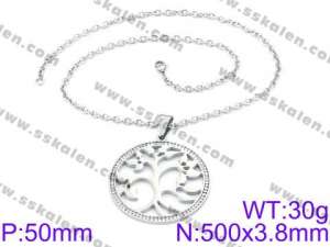 Stainless Steel Stone & Crystal Necklace - KN34730-K