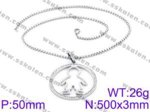 Stainless Steel Stone & Crystal Necklace - KN34732-K