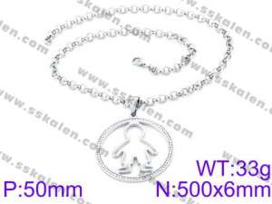 Stainless Steel Stone & Crystal Necklace - KN34733-K