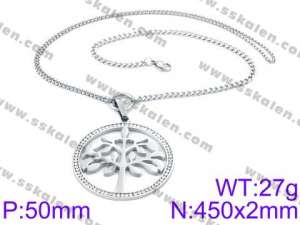 Stainless Steel Stone & Crystal Necklace - KN34739-K