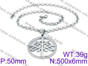 Stainless Steel Stone & Crystal Necklace - KN34741-K
