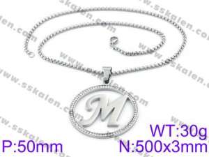 Stainless Steel Stone & Crystal Necklace - KN34744-K