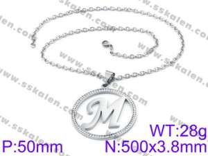 Stainless Steel Stone & Crystal Necklace - KN34746-K