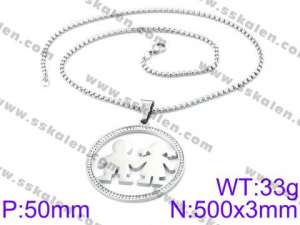 Stainless Steel Stone & Crystal Necklace - KN34752-K