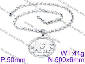 Stainless Steel Stone & Crystal Necklace - KN34753-K