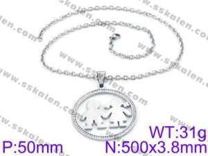 Stainless Steel Stone & Crystal Necklace - KN34754-K
