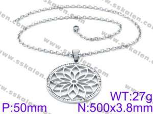 Stainless Steel Stone & Crystal Necklace - KN34758-K
