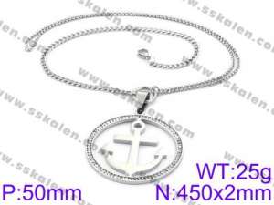 Stainless Steel Stone & Crystal Necklace - KN34767-K