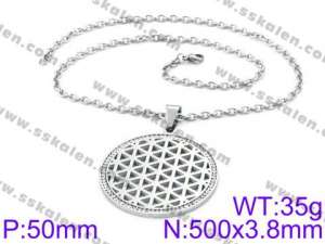 Stainless Steel Stone & Crystal Necklace - KN34774-K