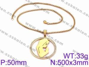 Stainless Steel Stone & Crystal Necklace - KN34797-K
