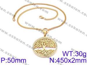 Stainless Steel Stone Necklace - KN34860-K