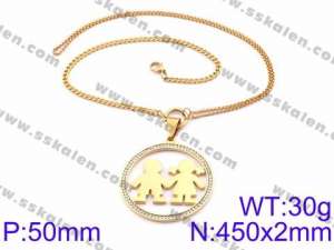 Stainless Steel Stone Necklace - KN34861-K