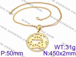 Stainless Steel Stone Necklace - KN34862-K