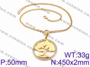 Stainless Steel Stone Necklace - KN34863-K