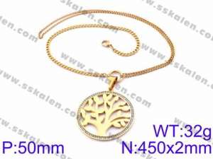 Stainless Steel Stone Necklace - KN34864-K