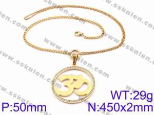 Stainless Steel Stone Necklace - KN34867-K