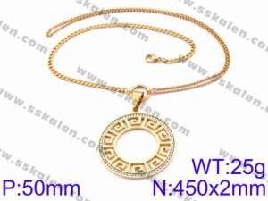Stainless Steel Stone Necklace - KN34868-K