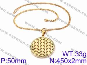 Stainless Steel Stone Necklace - KN34869-K