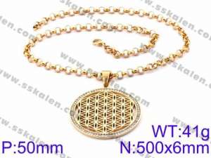 Stainless Steel Stone Necklace - KN34874-K