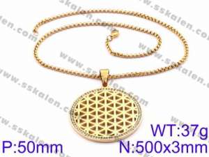 Stainless Steel Stone Necklace - KN34878-K