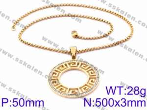 Stainless Steel Stone Necklace - KN34881-K
