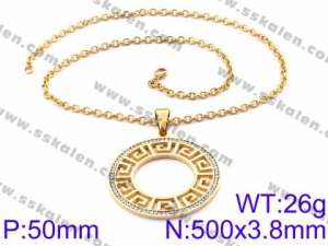 Stainless Steel Stone Necklace - KN34882-K