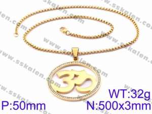 Stainless Steel Stone Necklace - KN34884-K
