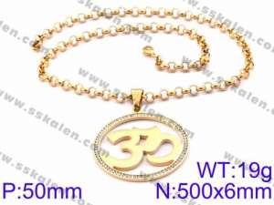 Stainless Steel Stone Necklace - KN34886-K