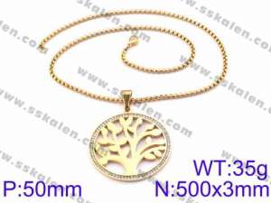 Stainless Steel Stone Necklace - KN34893-K