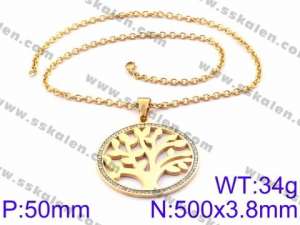Stainless Steel Stone Necklace - KN34894-K