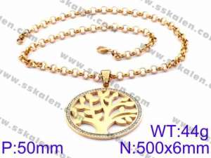 Stainless Steel Stone Necklace - KN34895-K