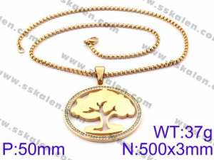 Stainless Steel Stone Necklace - KN34896-K