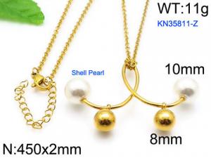 SS Gold-Plating Necklace - KN35811-Z