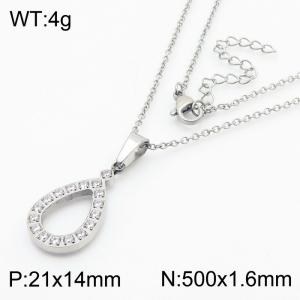Stainless Steel Stone Necklace - KN36064-K