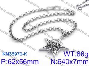 Stainless Skull Necklaces - KN36970-K