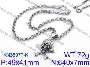 Stainless Skull Necklaces - KN36977-K