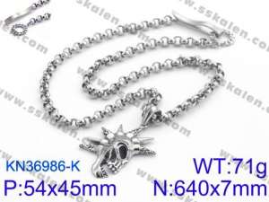 Stainless Skull Necklaces - KN36986-K