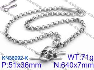 Stainless Skull Necklaces - KN36992-K