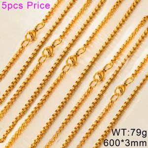 SS Gold-Plating Necklace - KN37051-Z