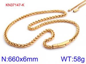 SS Gold-Plating Necklace - KN37147-K