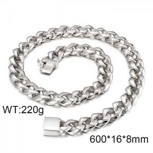 Simple and atmospheric titanium steel men's snap fastener, polished and cast thick necklace - KN3725-D