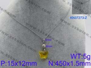 Stainless Steel Stone & Crystal Necklace - KN37273-Z