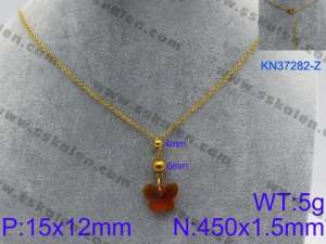 Stainless Steel Stone & Crystal Necklace - KN37282-Z