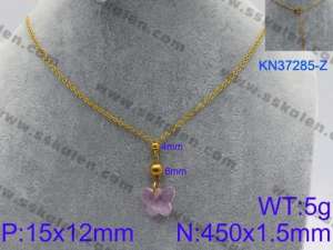 Stainless Steel Stone & Crystal Necklace - KN37285-Z