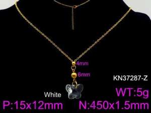 Stainless Steel Stone & Crystal Necklace - KN37287-Z