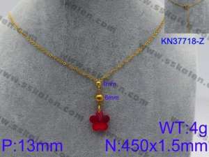 Stainless Steel Stone & Crystal Necklace - KN37718-Z